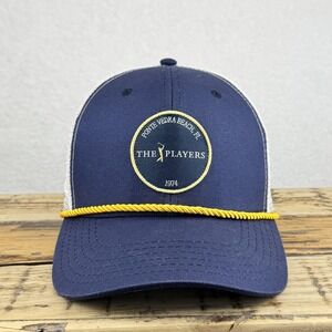 The Players Championship Hat Cap Snap Back Mens Navy White PGA Golf Rope Trucker